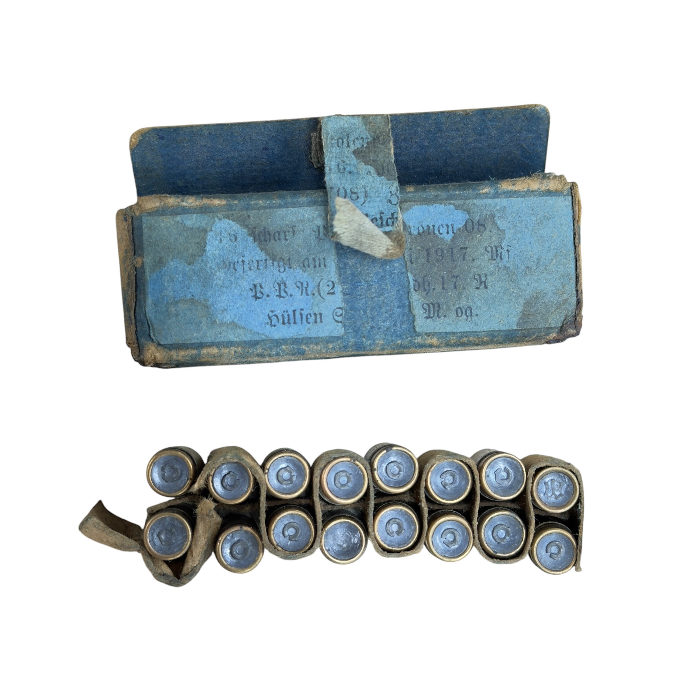 Zestaw 16 nabojów DEKO 9mm z pudełkiem 1917 rok