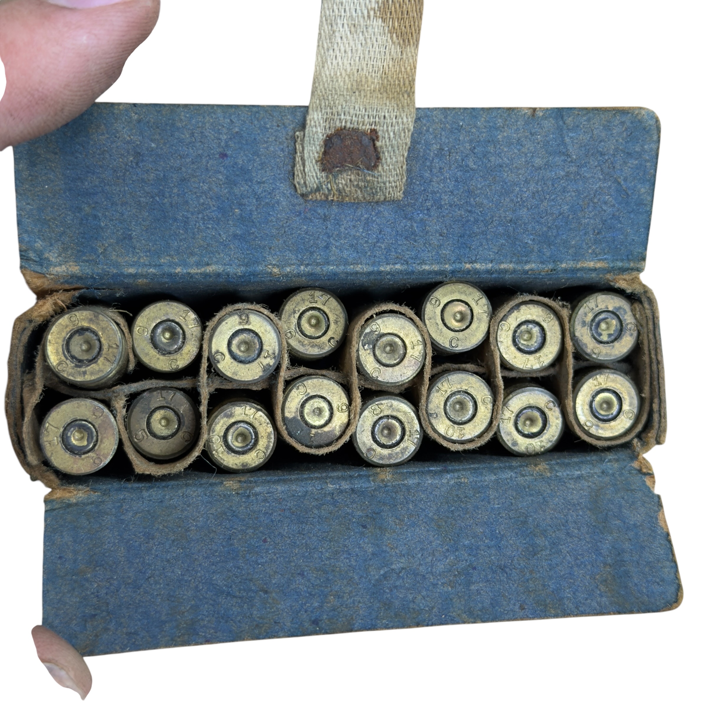 Zestaw 16 nabojów DEKO 9mm z pudełkiem 1917 rok