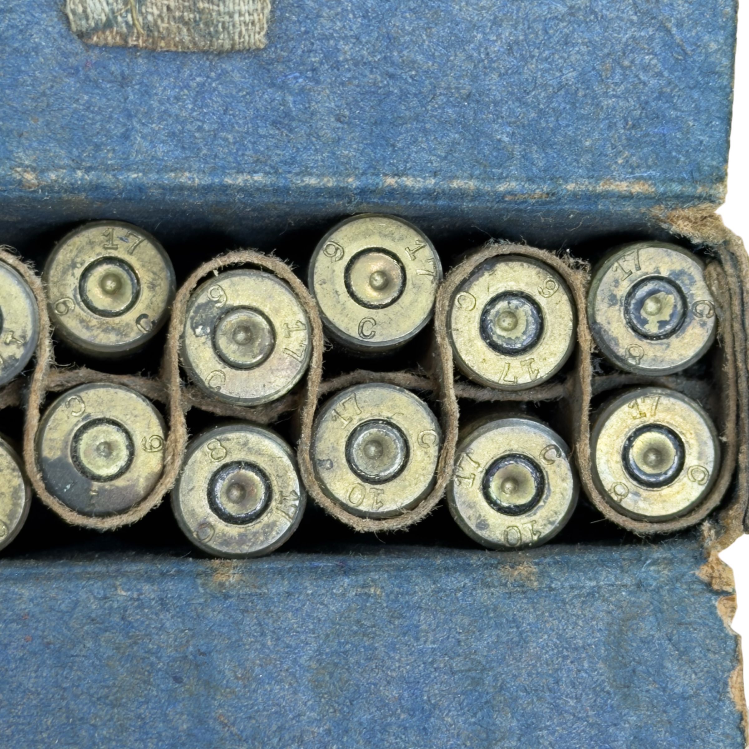 Zestaw 16 nabojów DEKO 9mm z pudełkiem 1917 rok