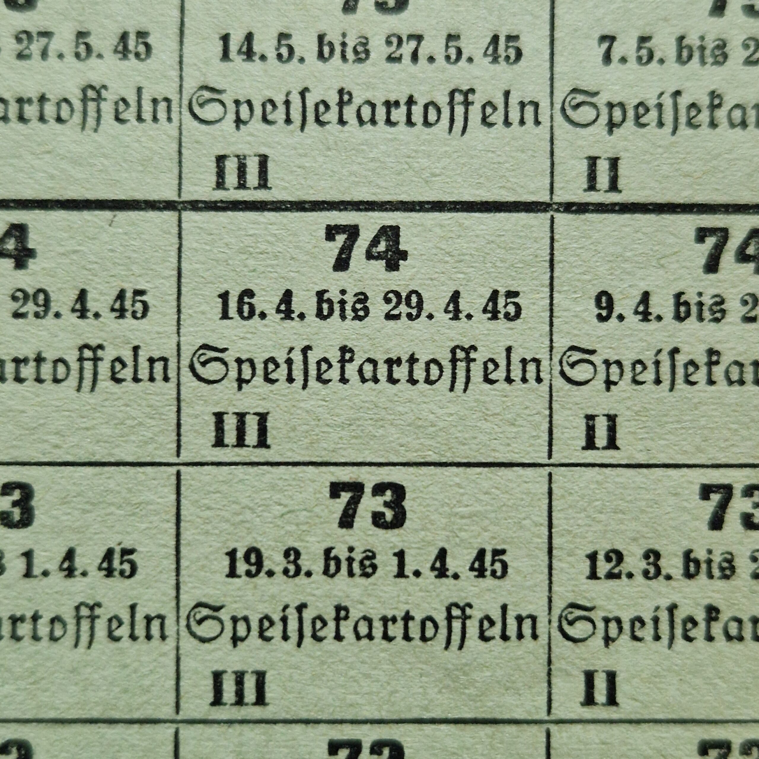 Kartka żywnościowa III rzesza 1944-1945