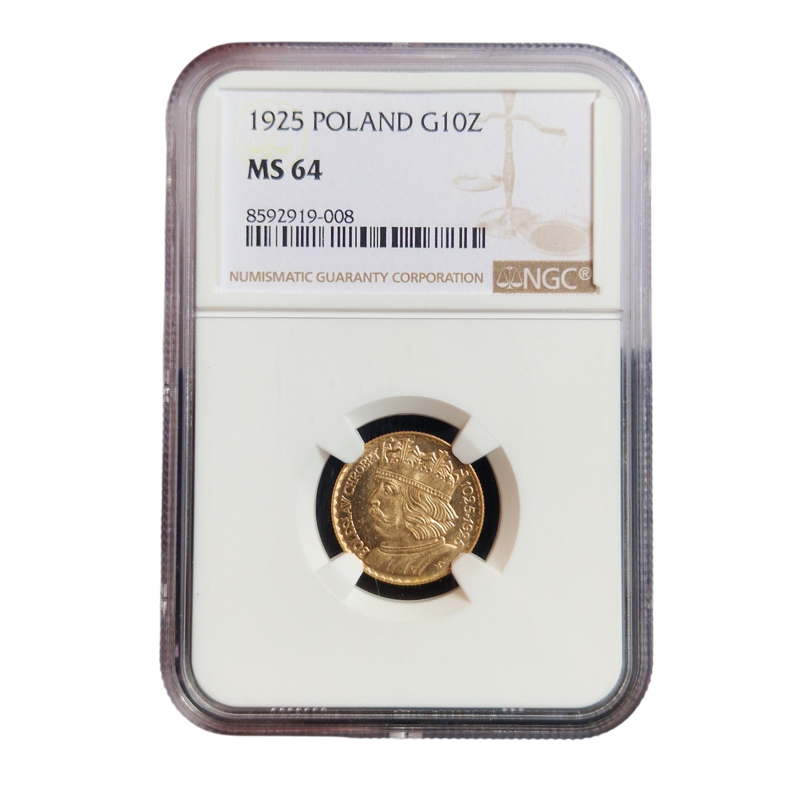 10 złotych Bolesław Chrobry 1925 NGC MS 64