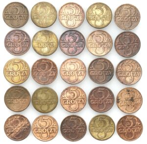 II RP. 5 groszy 1923-1939 – 25 sztuk