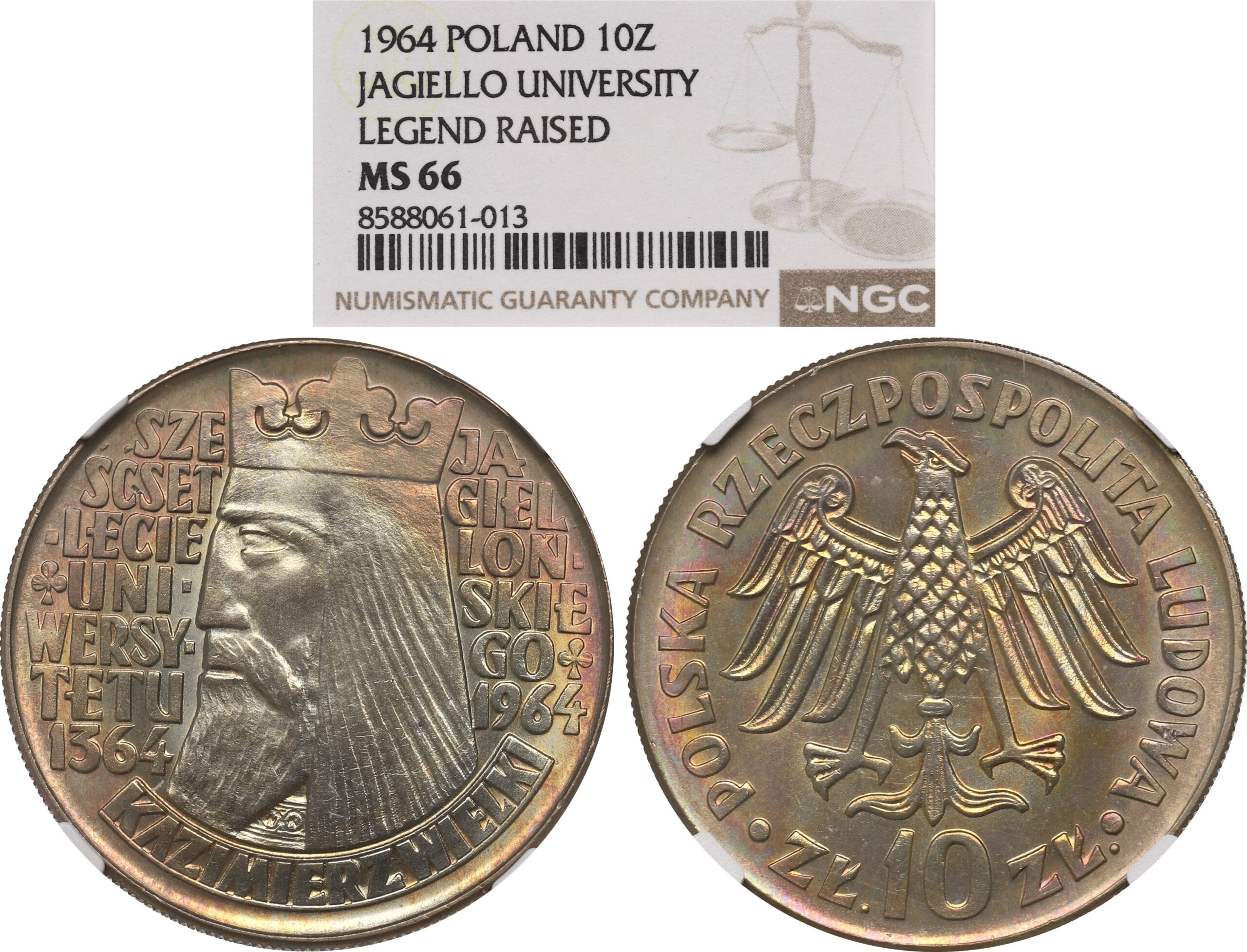 10 złotych 1964 Kazimierz Wielki - wypukły NGC MS66